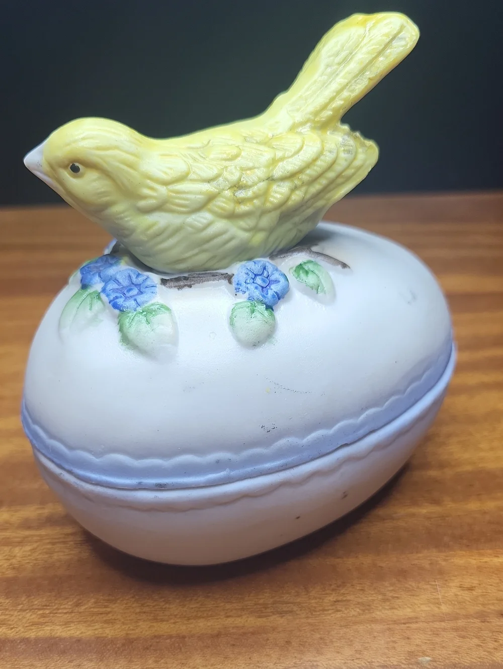 Yellow Ceramic Bird Trinket Box